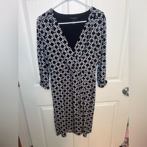 White House Black Market Black and White Patterned Dress